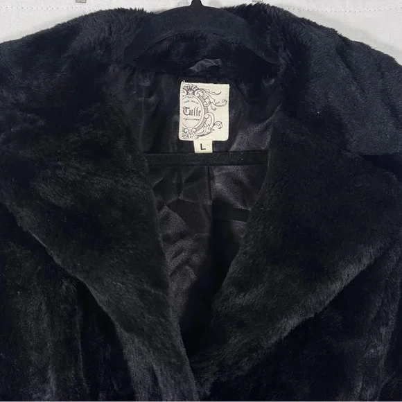 Black Y2K Faux Fur Jacket by Tulle